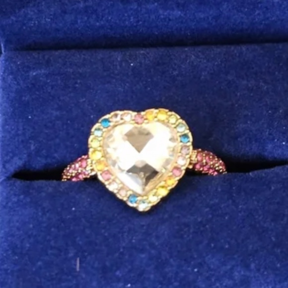 Kurt Geiger London Multicolor Heart Rainbow Ring sz 8 - Picture 4 of 4